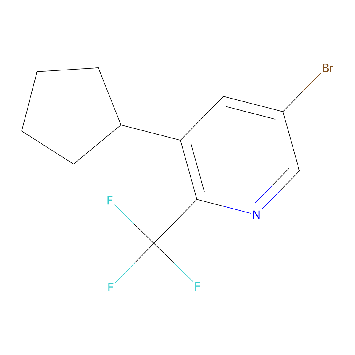 5-Bromo-3-cyclopentyl-2-(trifluoromethyl)pyridine molecular structure, CAS 1622839-36-4