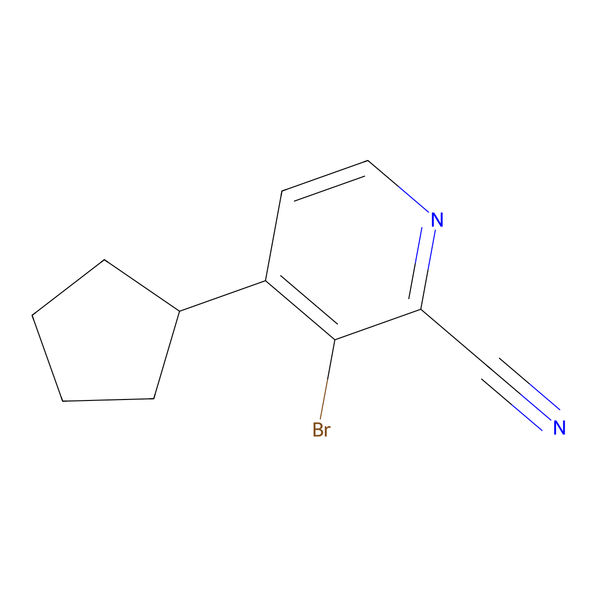 3-Bromo-4-cyclopentyl-2-pyridinecarbonitrile molecular structure, CAS 1622839-37-5