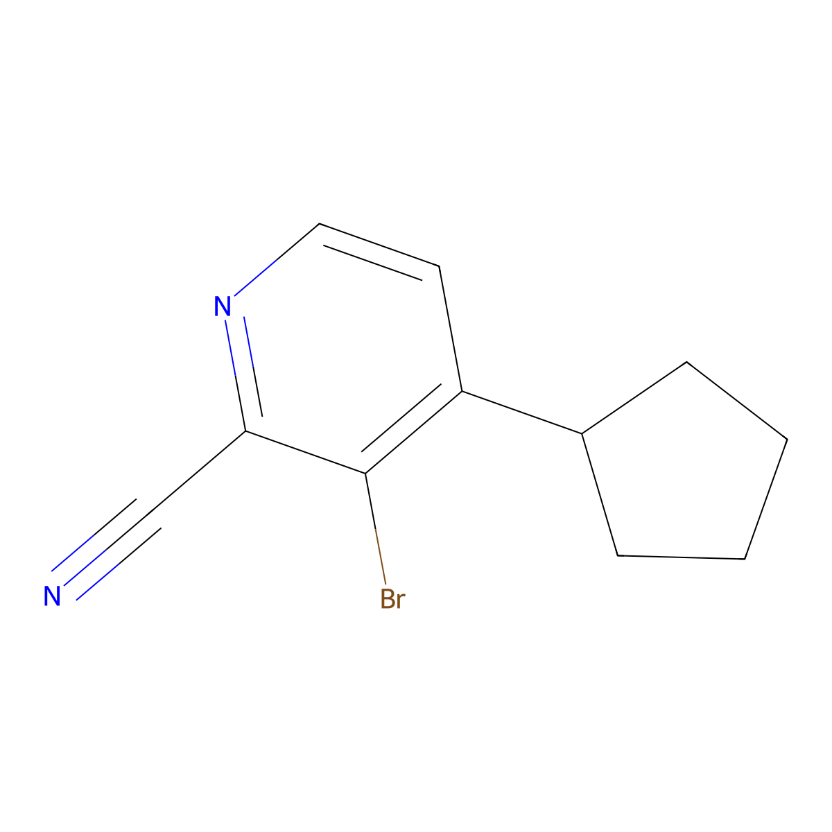 3-Bromo-4-cyclopentyl-2-pyridinecarbonitrile molecular structure, CAS 1622839-37-5