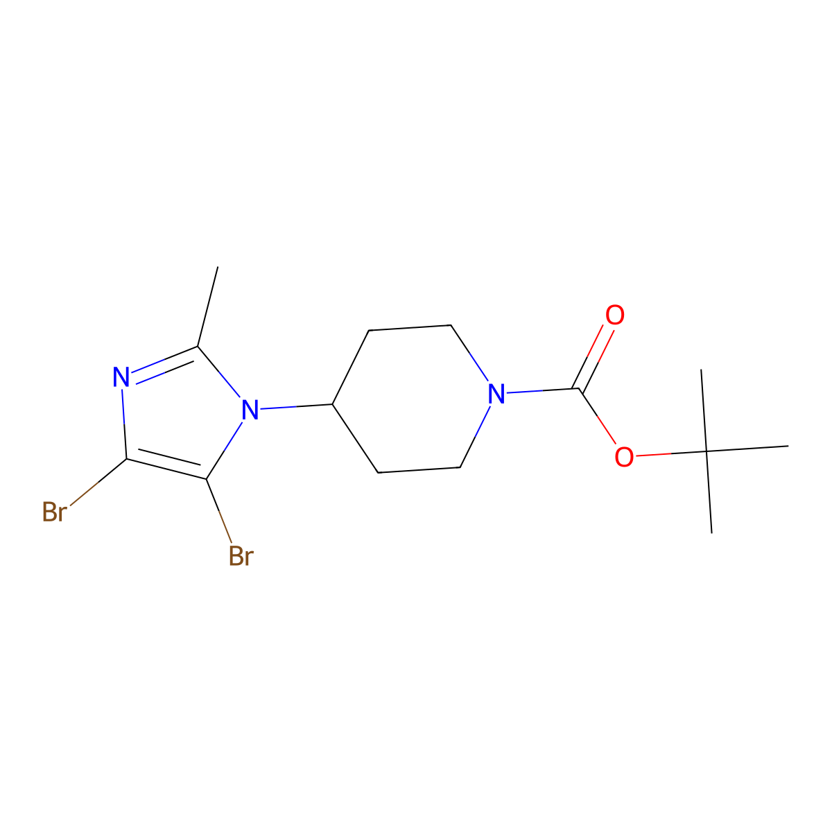 4,5-Dibromo-1-(N-Boc-piperidin-4-yl)-2-methyl-1H-imidazole molecular structure, CAS 1622839-38-6