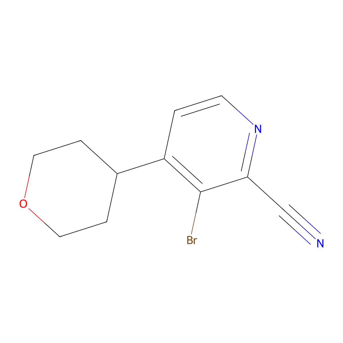 3-Bromo-4-(oxan-4-yl)-2-pyridinecarbonitrile molecular structure, CAS 1622839-39-7