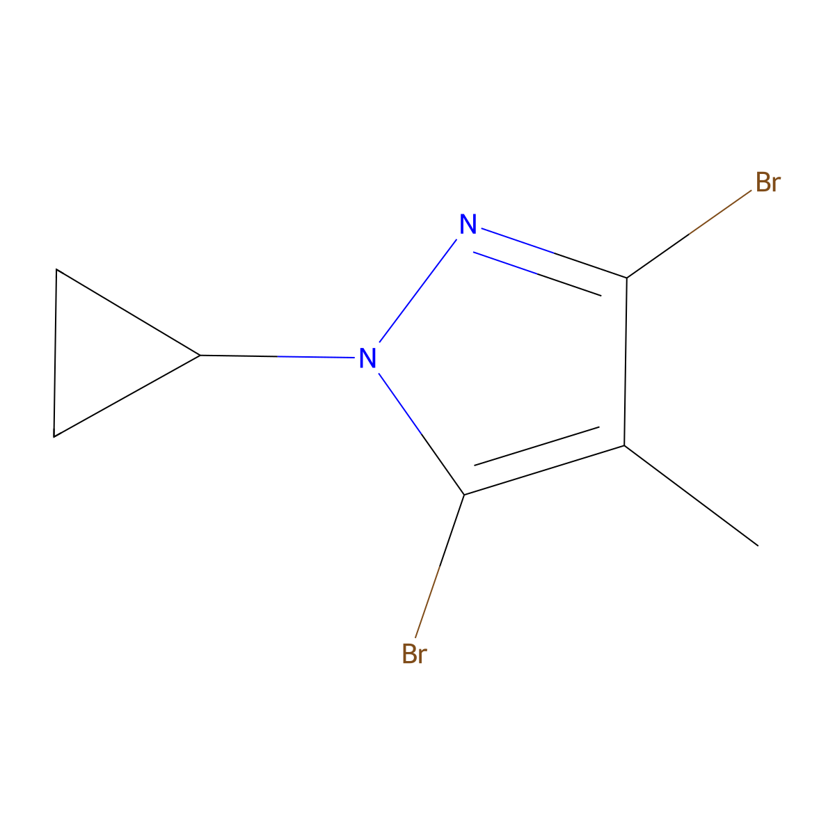 3,5-Dibromo-4-methyl-1-(cyclopropyl)-1H-pyrazole molecular structure, CAS 1622839-46-6