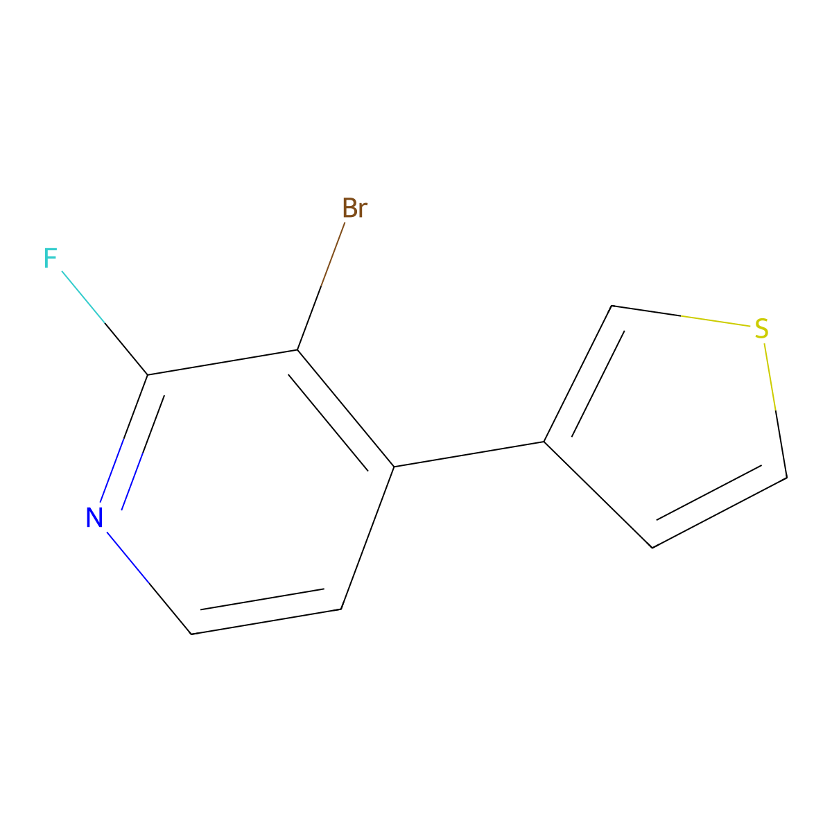 2-Fluoro-3-bromo-4-(3-thienyl)pyridine molecular structure, CAS 1622839-54-6