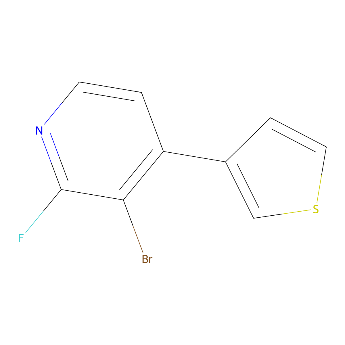 2-Fluoro-3-bromo-4-(3-thienyl)pyridine molecular structure, CAS 1622839-54-6