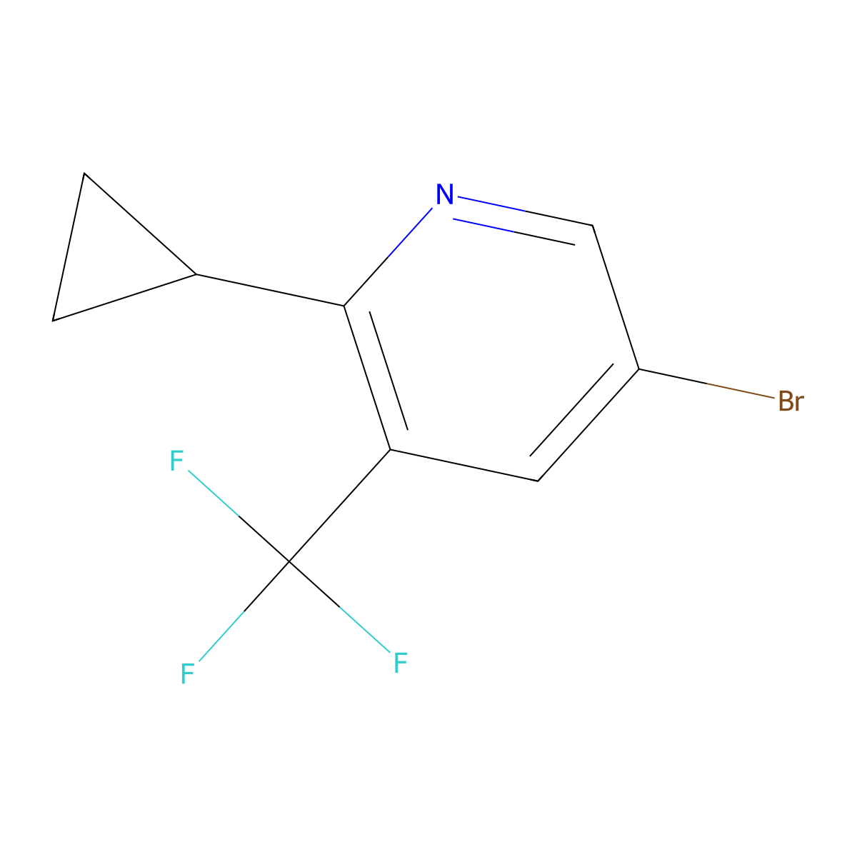 5-Bromo-2-cyclopropyl-3-(trifluoromethyl)pyridine molecular structure, CAS 1622839-60-4