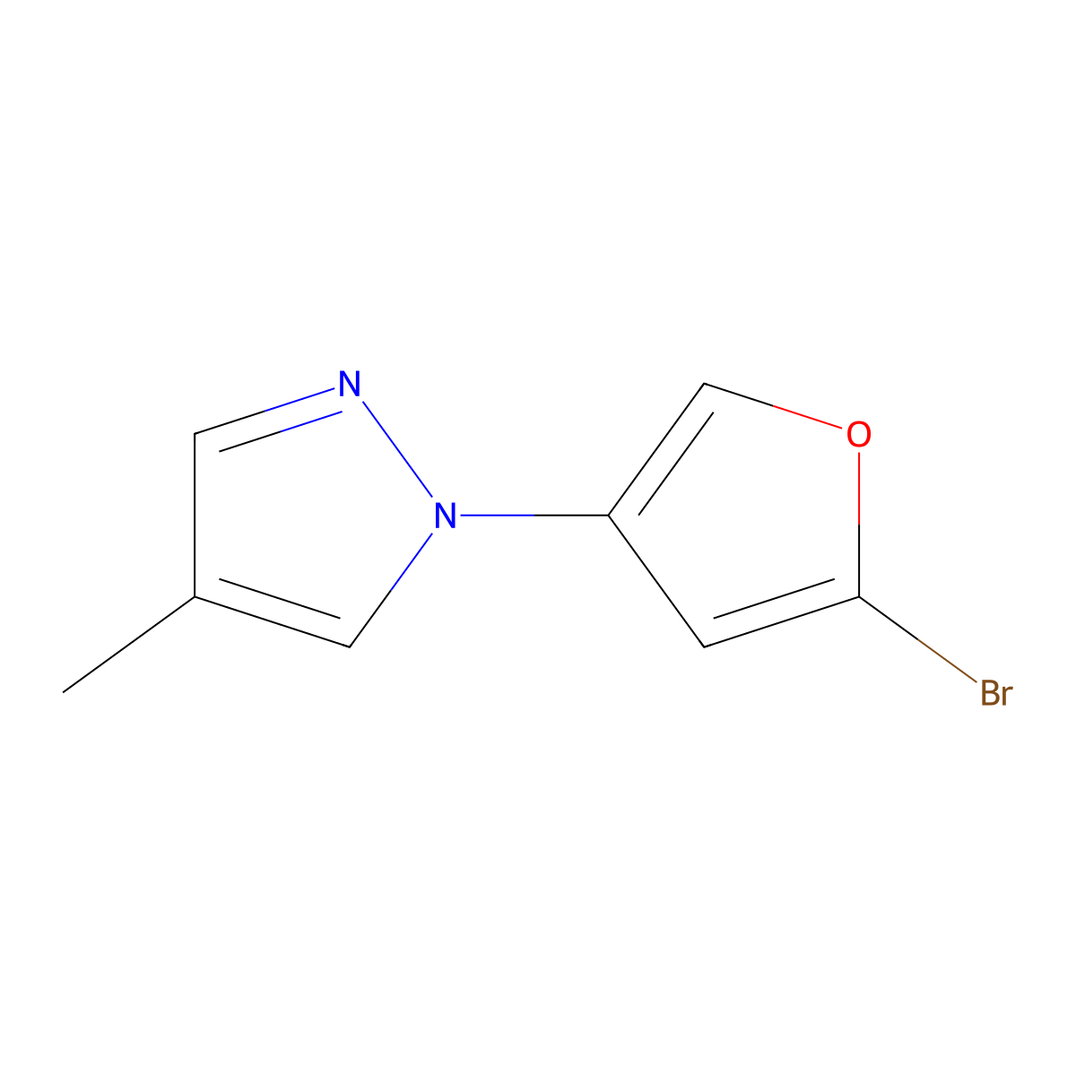 2-Bromo-4-(4-methyl-1H-pyrazol-1-yl)furan molecular structure, CAS 1622839-61-5