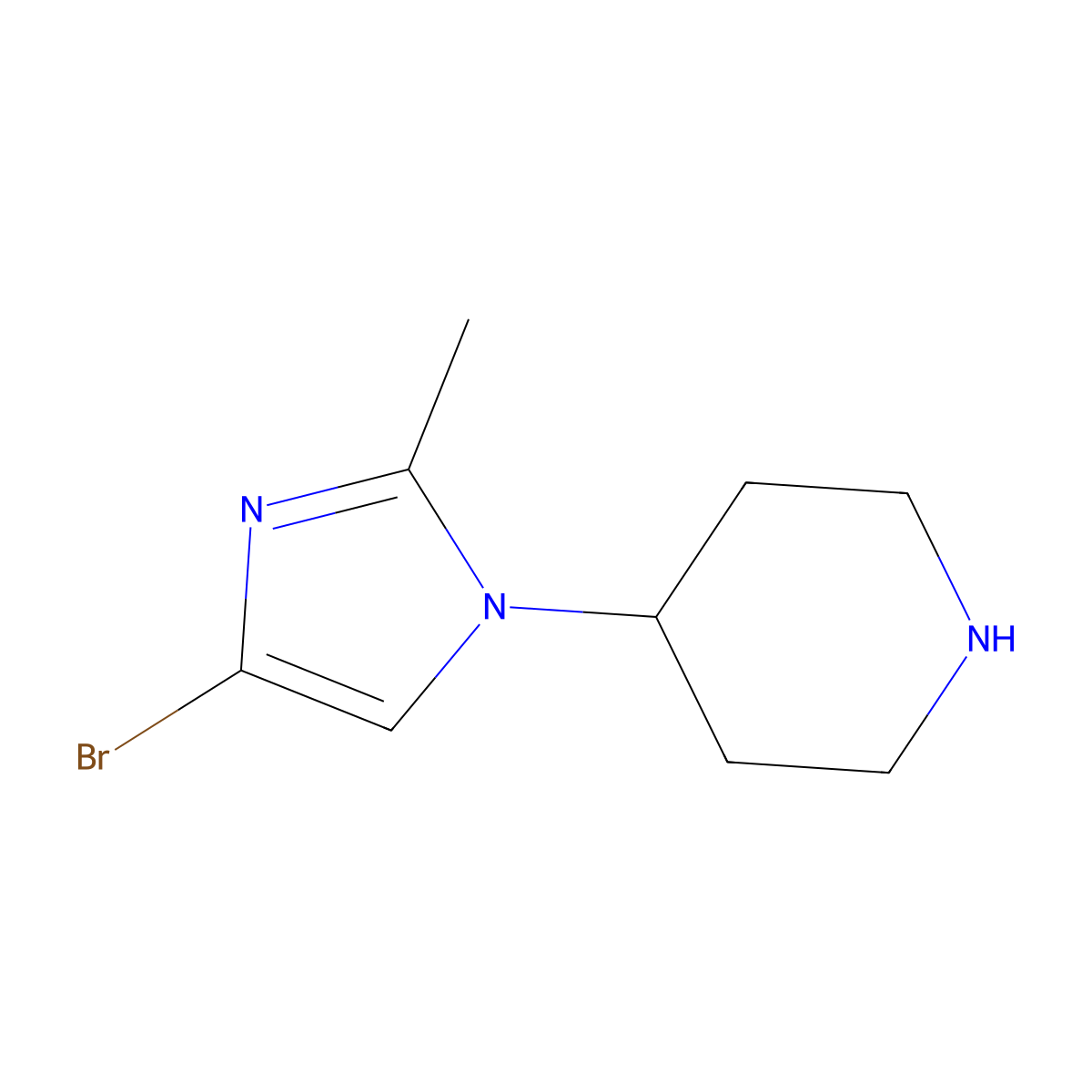 4-Bromo-1-(piperidin-4-yl)-2-methylimidazole molecular structure, CAS 1622839-68-2