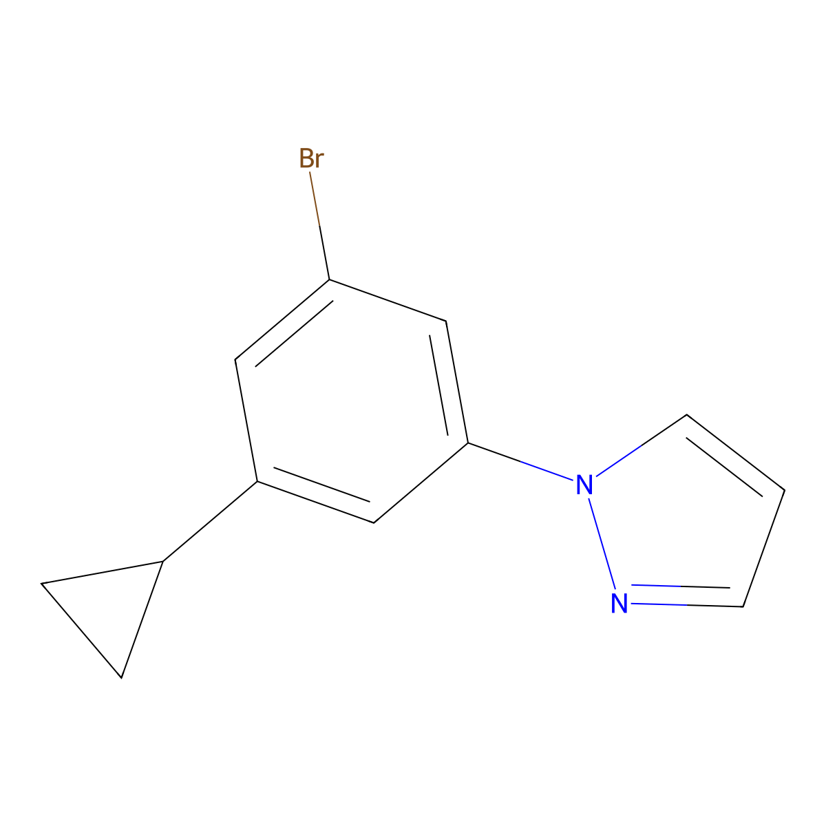 1-(3-bromo-5-cyclopropylphenyl)-1H-pyrazole molecular structure, CAS 1622839-81-9