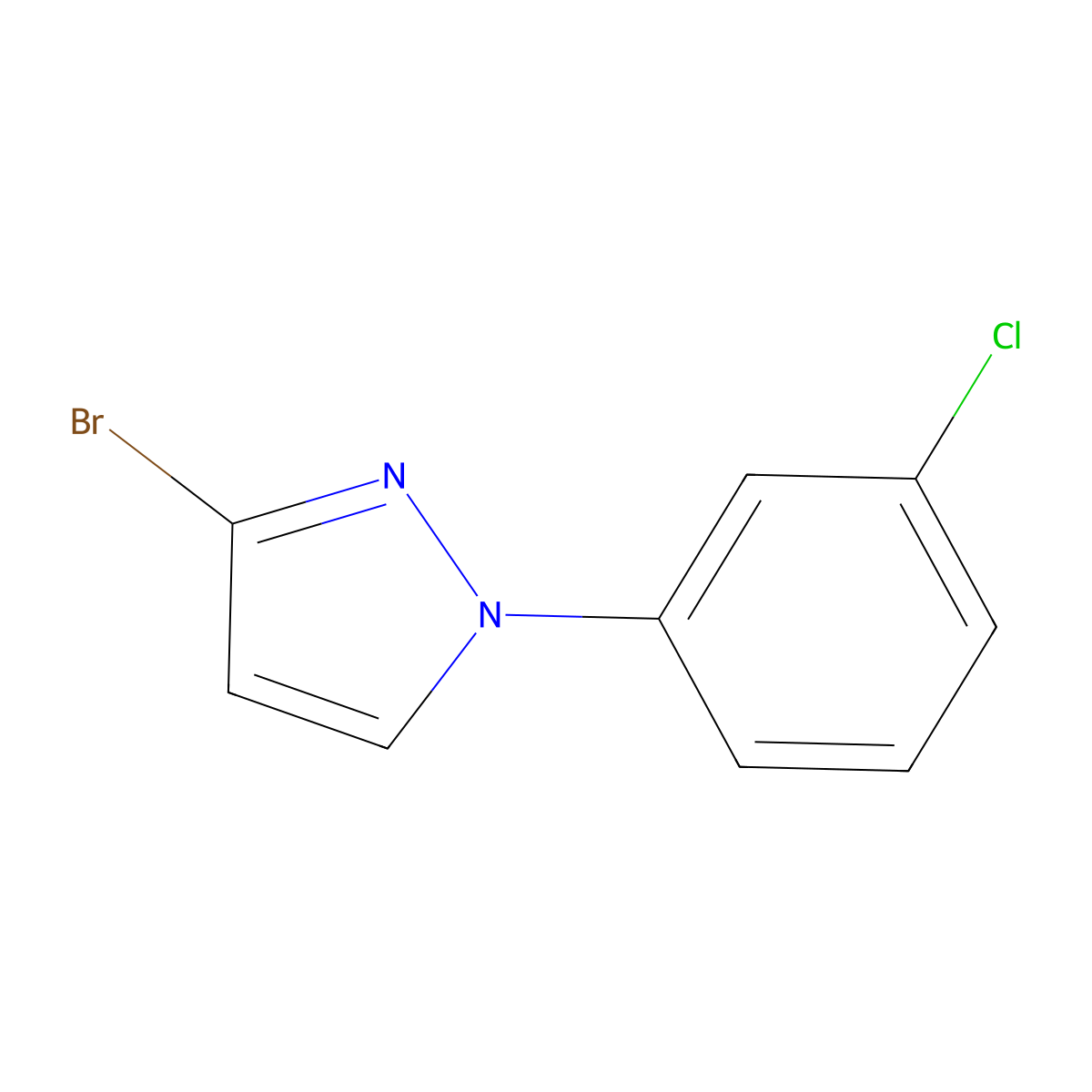 3-Bromo-1-(3-chlorophenyl)pyrazole molecular structure, CAS 1622839-82-0