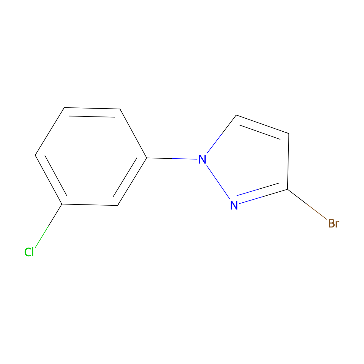 3-Bromo-1-(3-chlorophenyl)pyrazole molecular structure, CAS 1622839-82-0