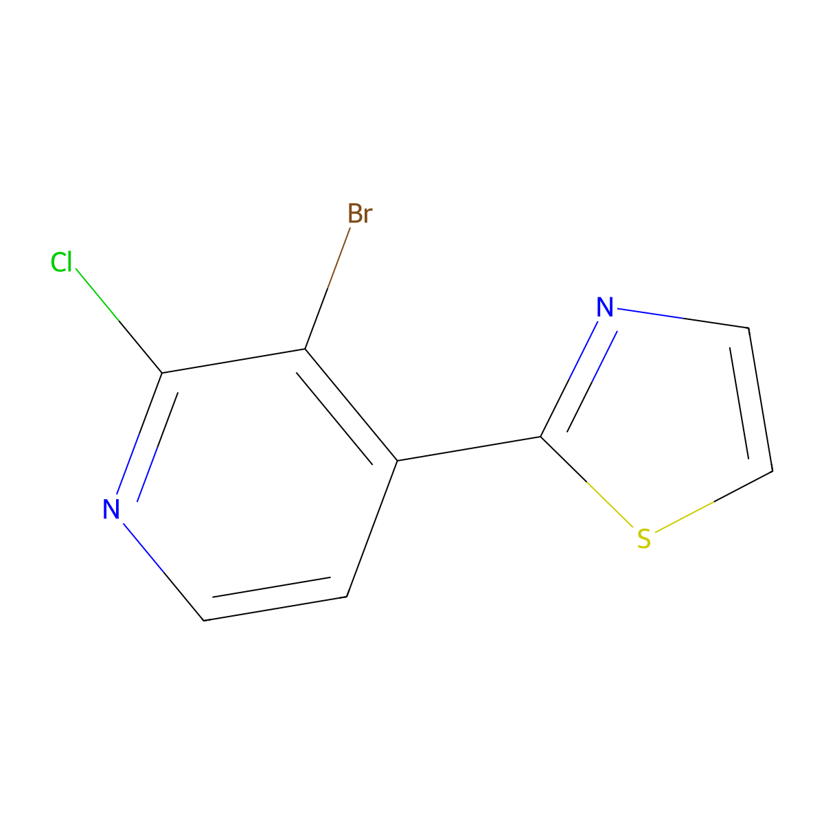 3-Bromo-4-(thiazol-2-yl)-2-chloropyridine molecular structure, CAS 1622839-87-5