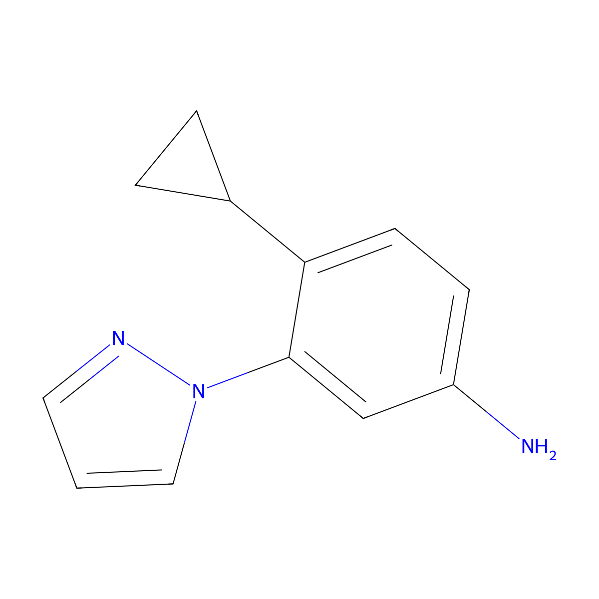 4-Cyclopropyl-3-(1H-pyrazol-1-yl)aniline molecular structure, CAS 1622839-88-6