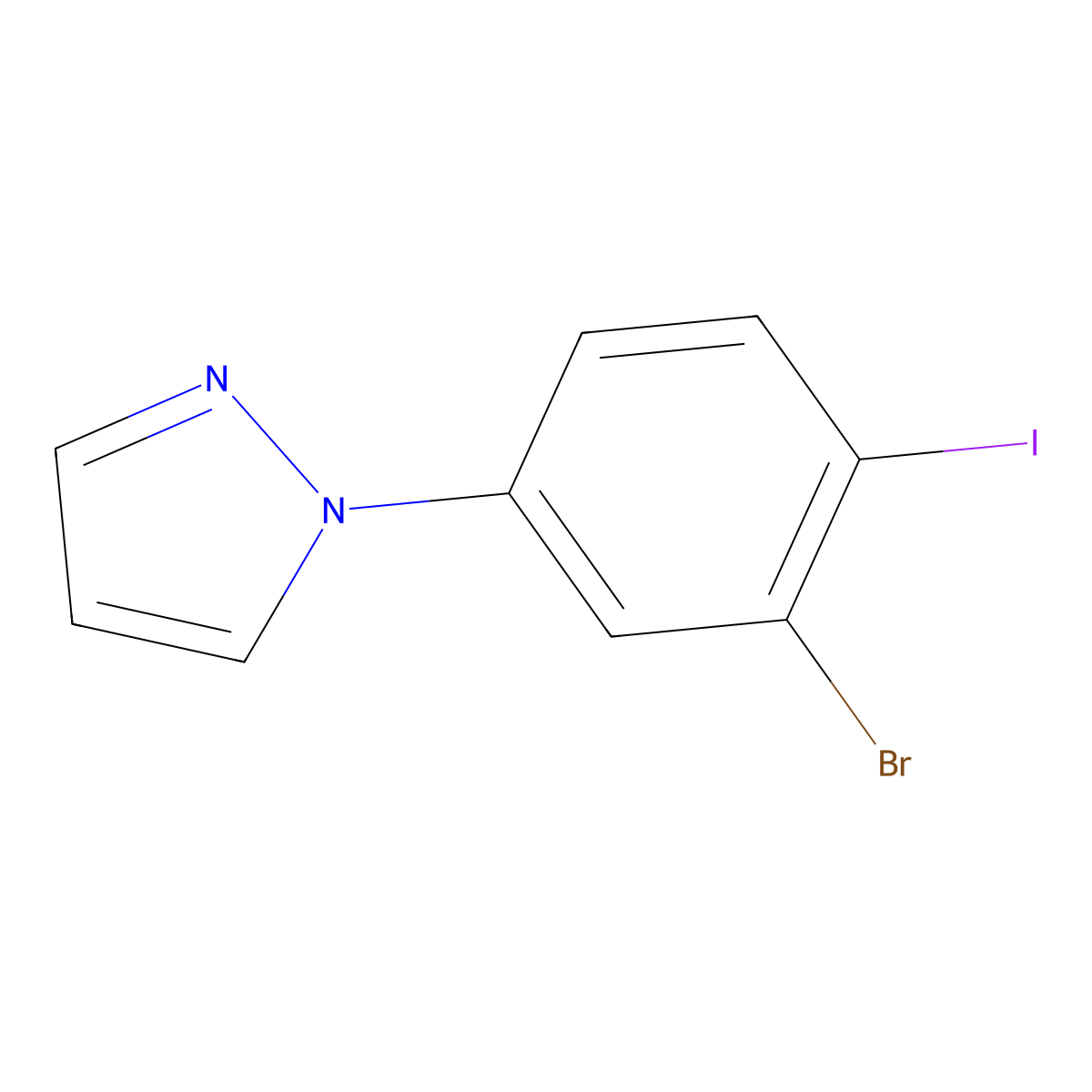2-Iodo-5-(1H-pyrazol-1-yl)bromobenzene molecular structure, CAS 1622839-90-0