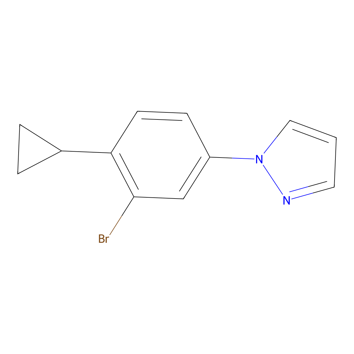 1-(3-bromo-4-cyclopropylphenyl)-1H-pyrazole molecular structure, CAS 1622839-92-2