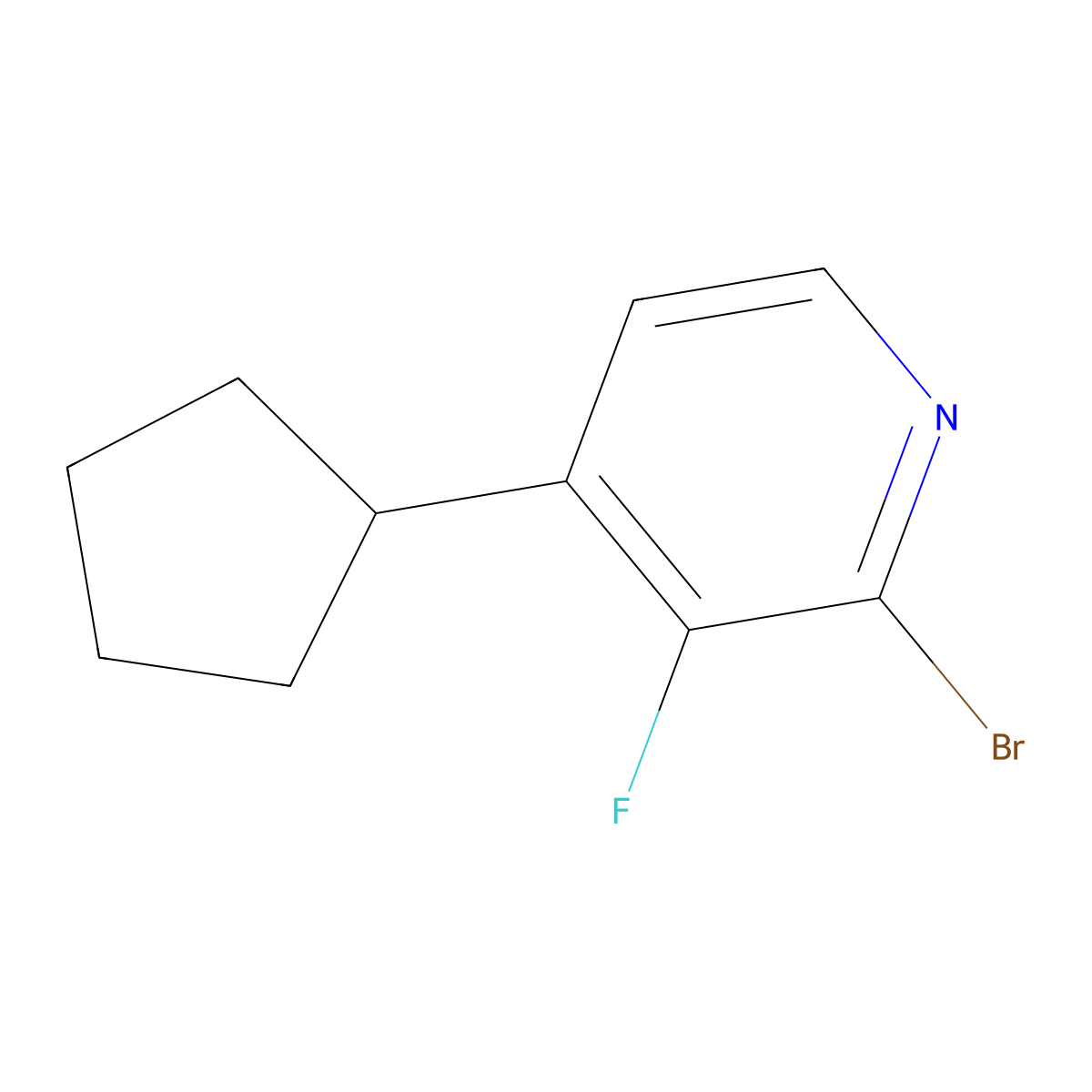 2-Bromo-3-fluoro-4-cyclopentylpyridine molecular structure, CAS 1622839-93-3