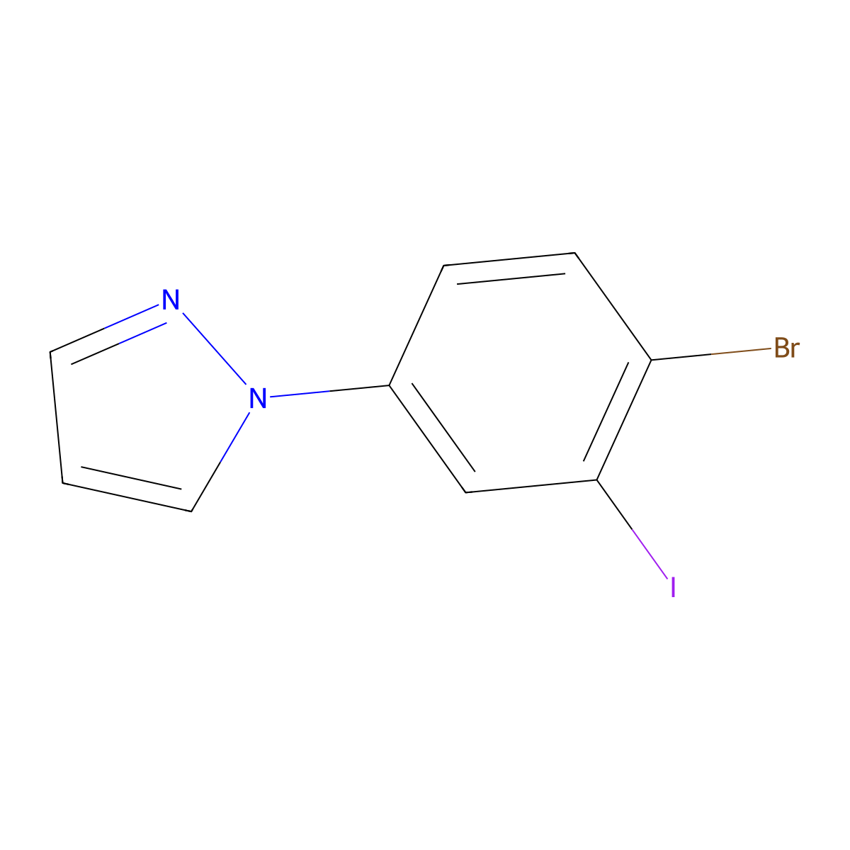 2-Iodo-4-(1H-pyrazol-1-yl)bromobenzene molecular structure, CAS 1622839-95-5
