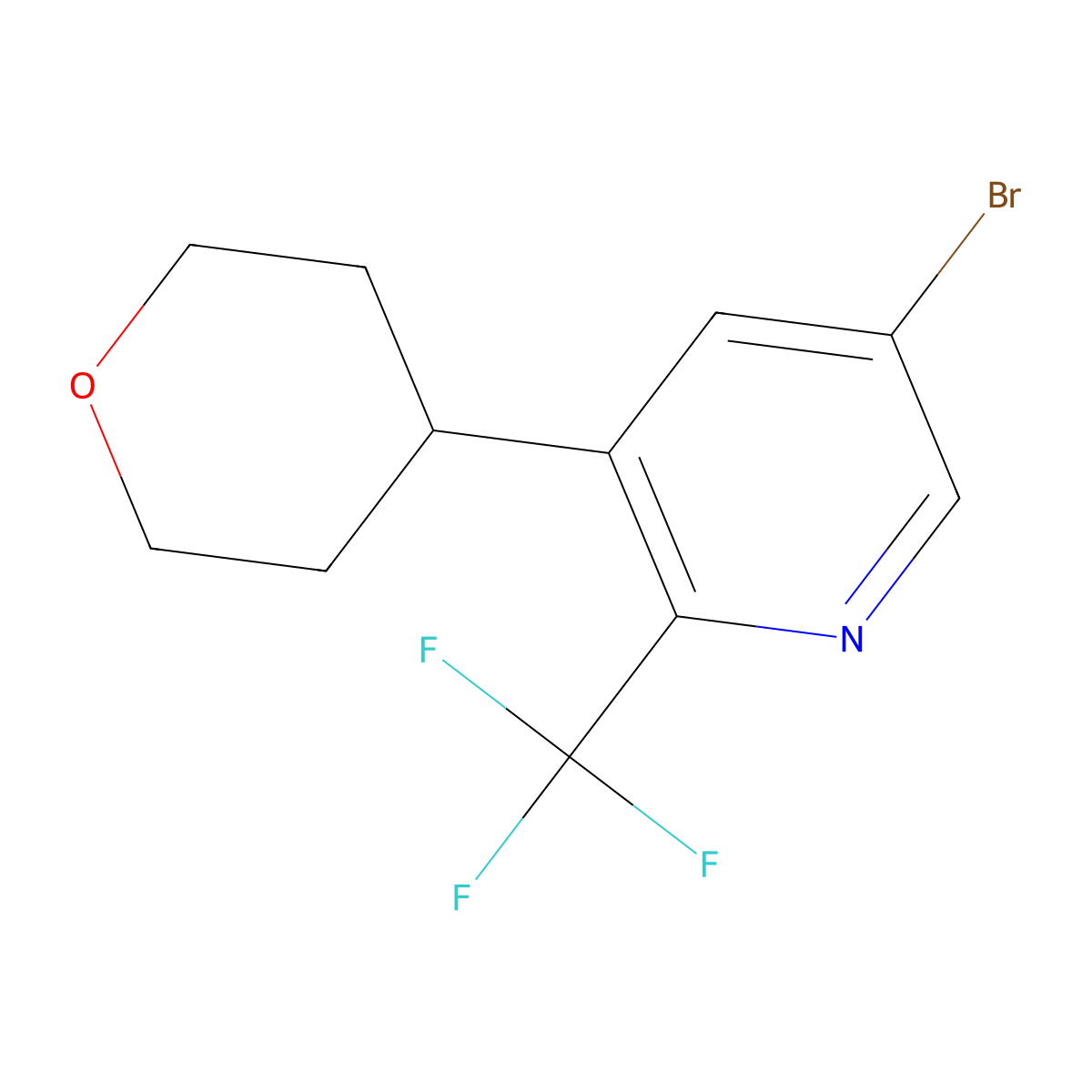 5-Bromo-3-(oxan-4-yl)-2-(trifluoromethyl)pyridine molecular structure, CAS 1622839-97-7