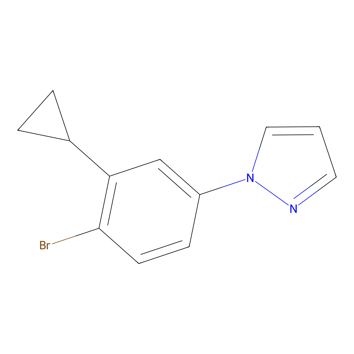 1-(4-bromo-3-cyclopropylphenyl)-1H-pyrazole molecular structure, CAS 1622839-98-8