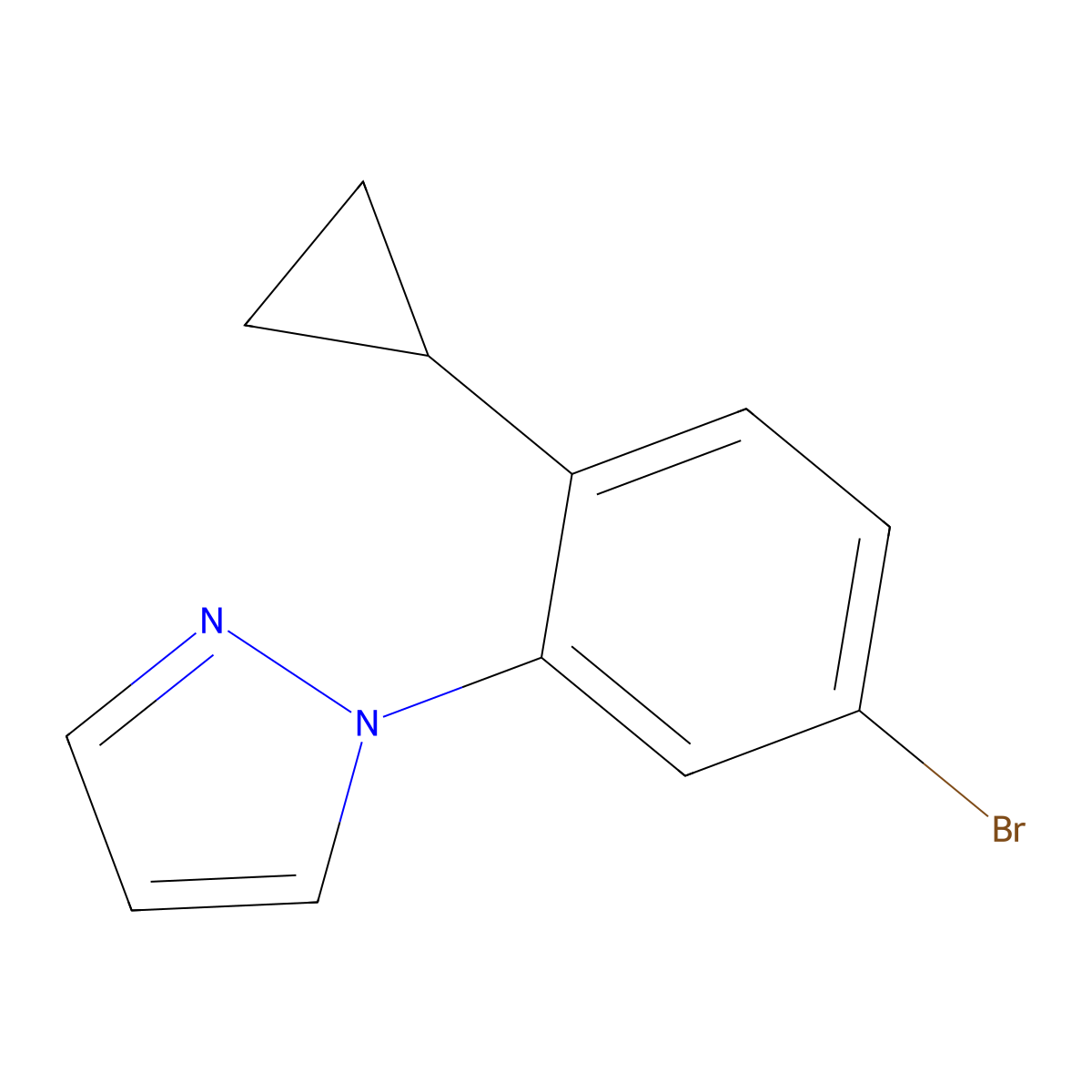 1-(5-bromo-2-cyclopropylphenyl)-1H-pyrazole molecular structure, CAS 1622840-09-8