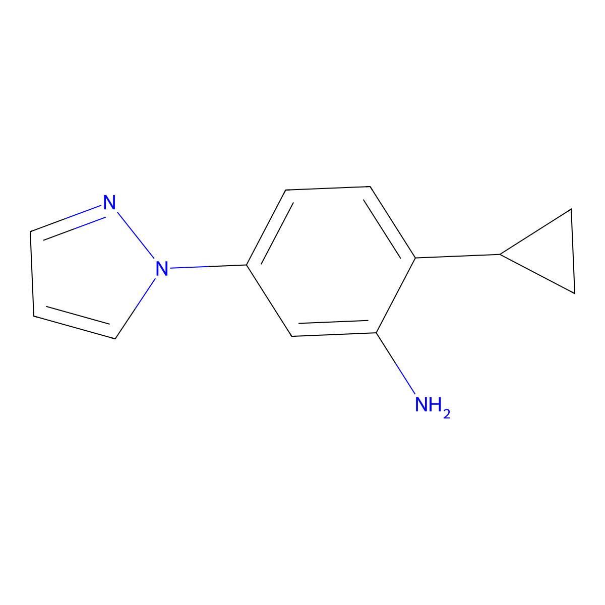 2-Cyclopropyl-5-(1H-pyrazol-1-yl)aniline molecular structure, CAS 1622840-11-2