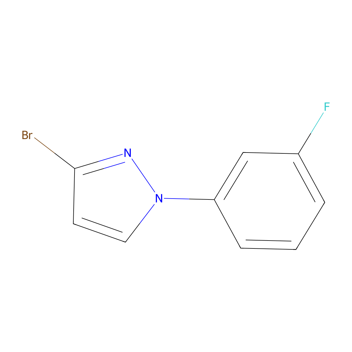 3-Bromo-1-(3-fluorophenyl)pyrazole molecular structure, CAS 1622840-16-7