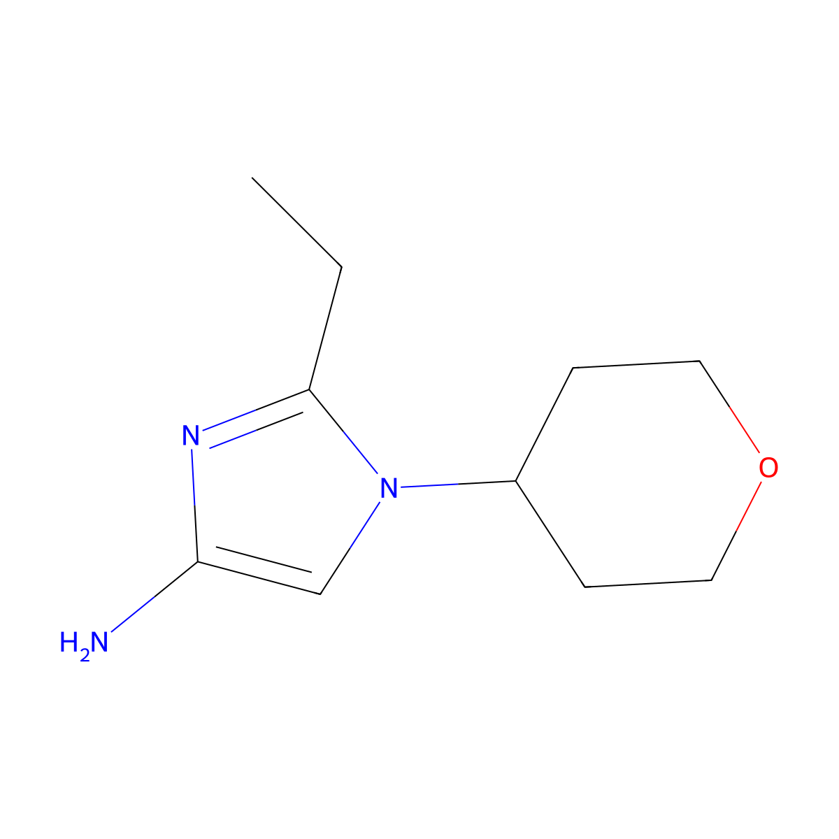 1-(Oxan-4-yl)-2-ethylimidazol-4-amine molecular structure, CAS 1622840-26-9