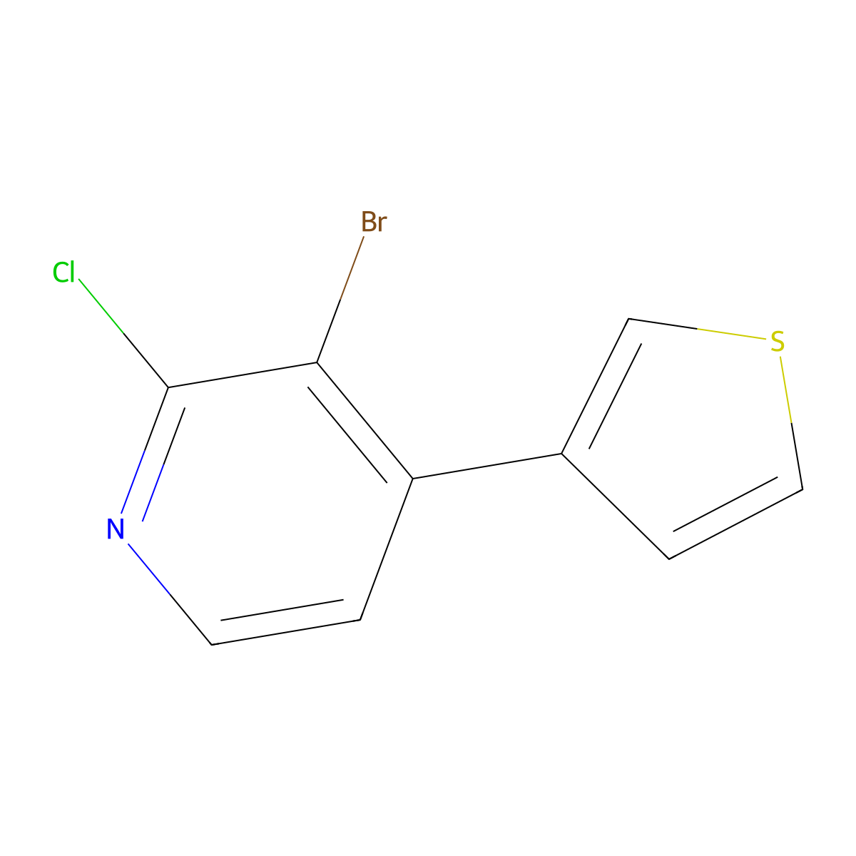 3-Bromo-4-(3-thienyl)-2-chloropyridine molecular structure, CAS 1622840-38-3
