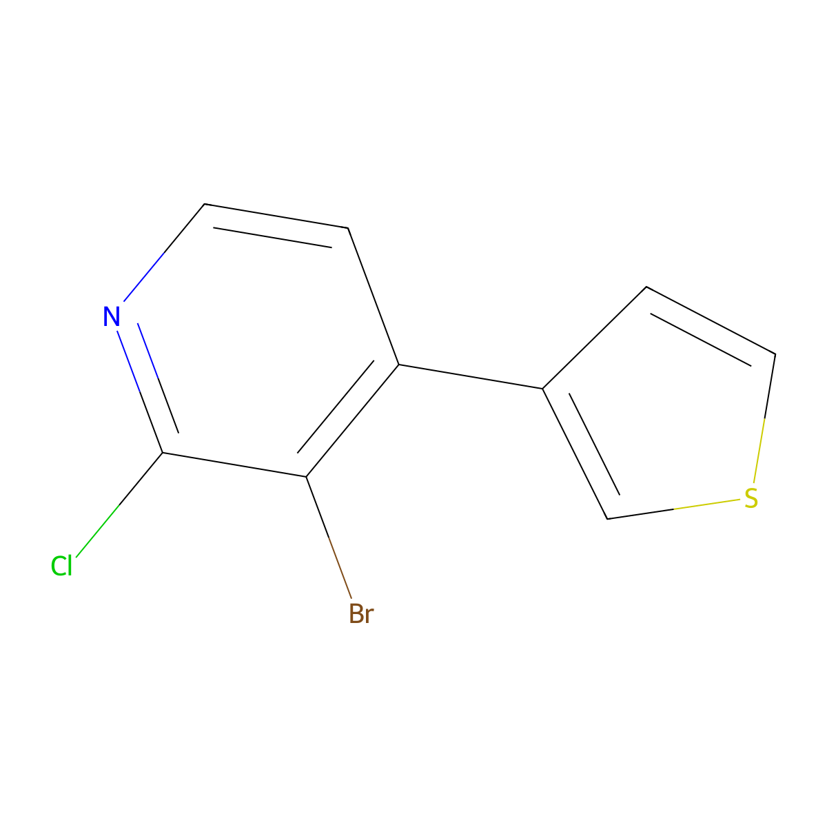 3-Bromo-4-(3-thienyl)-2-chloropyridine molecular structure, CAS 1622840-38-3