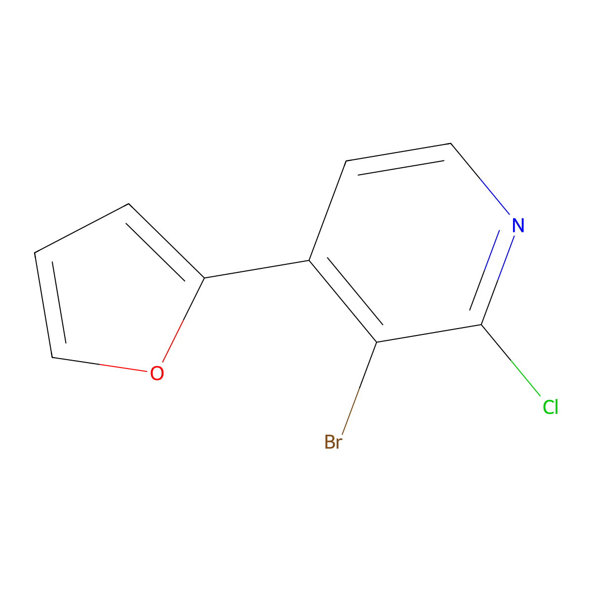 3-Bromo-4-(2-furyl)-2-chloropyridine molecular structure, CAS 1622840-44-1