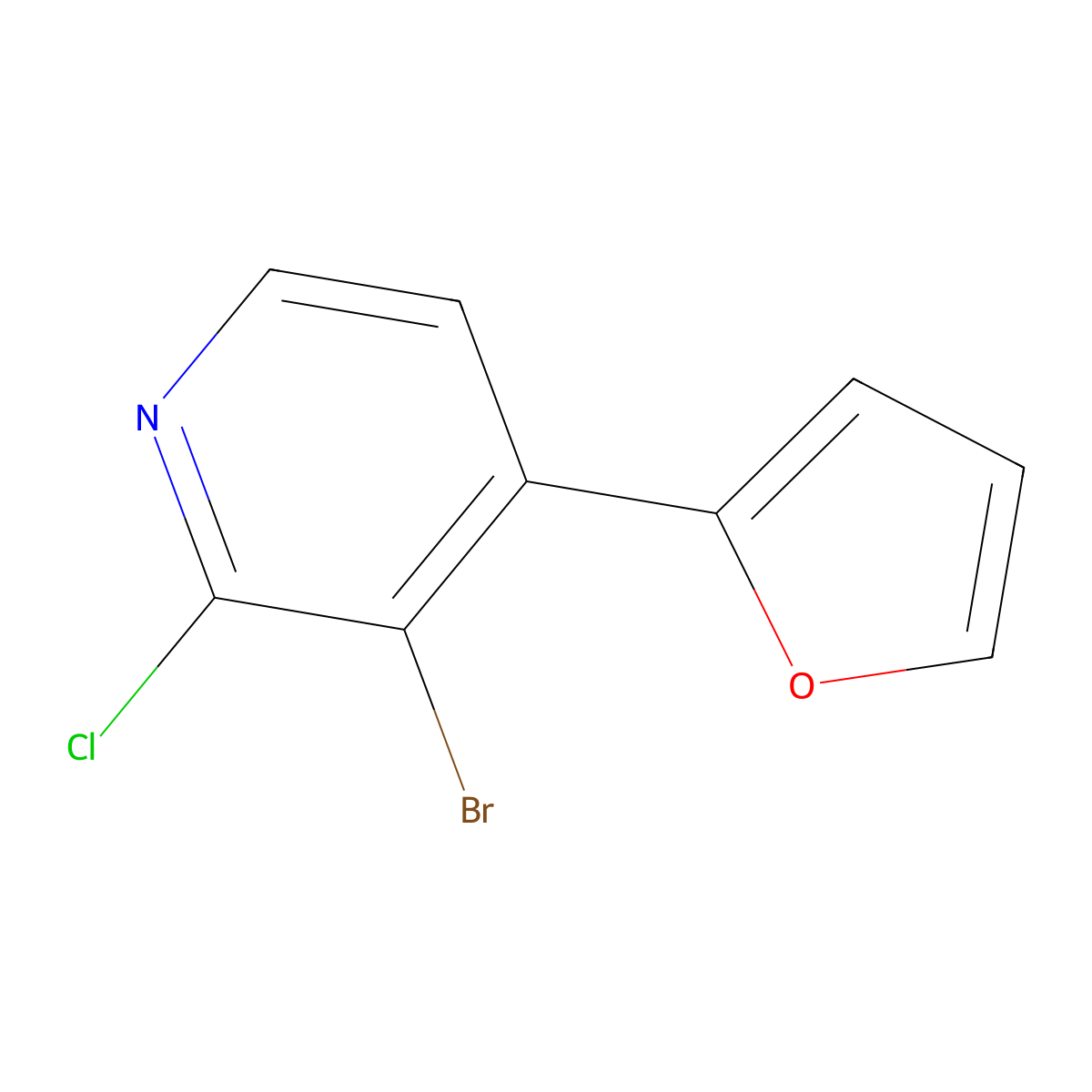 3-Bromo-4-(2-furyl)-2-chloropyridine molecular structure, CAS 1622840-44-1