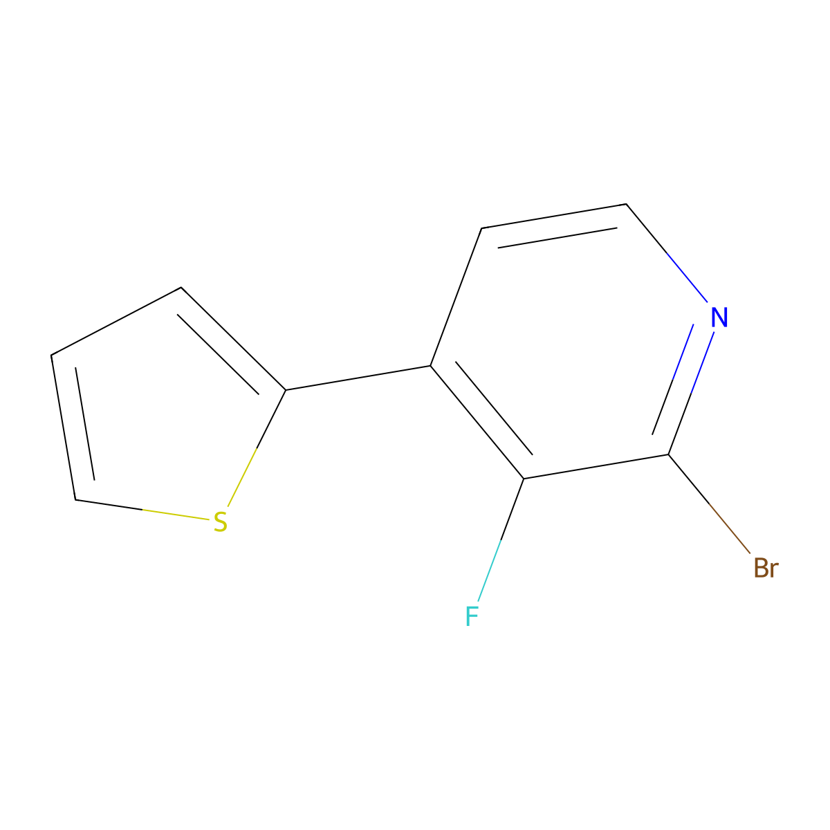 2-Bromo-3-fluoro-4-(2-thienyl)pyridine molecular structure, CAS 1622840-48-5