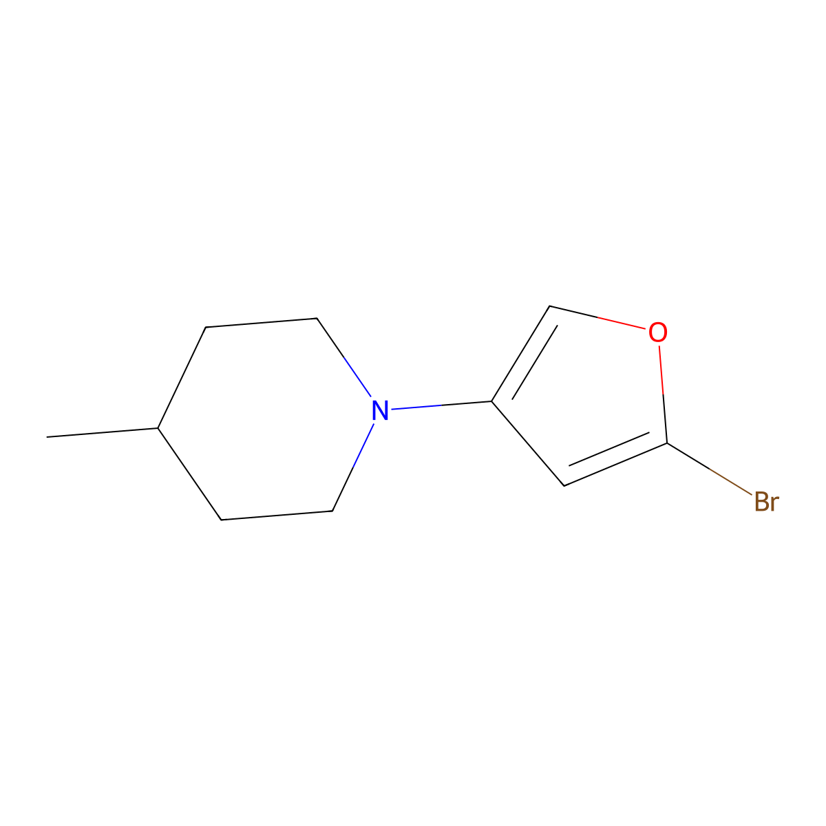 2-Bromo-4-(4-methylpiperidin-1-yl)furan molecular structure, CAS 1622840-66-7