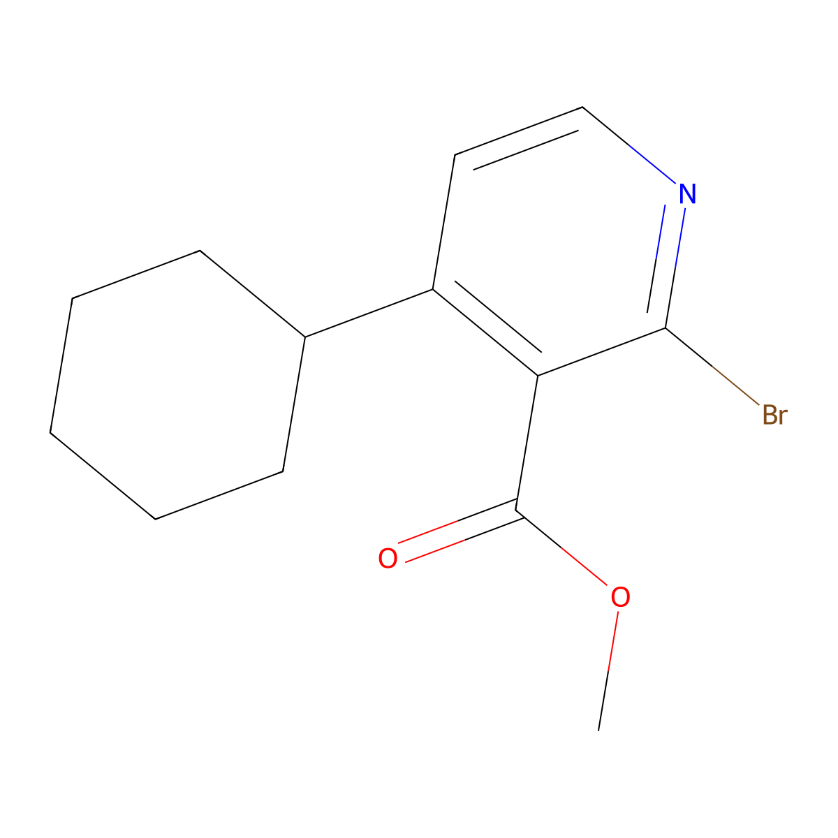 2-Bromo-3-methoxycarbonyl-4-cyclohexylpyridine molecular structure, CAS 1622840-78-1