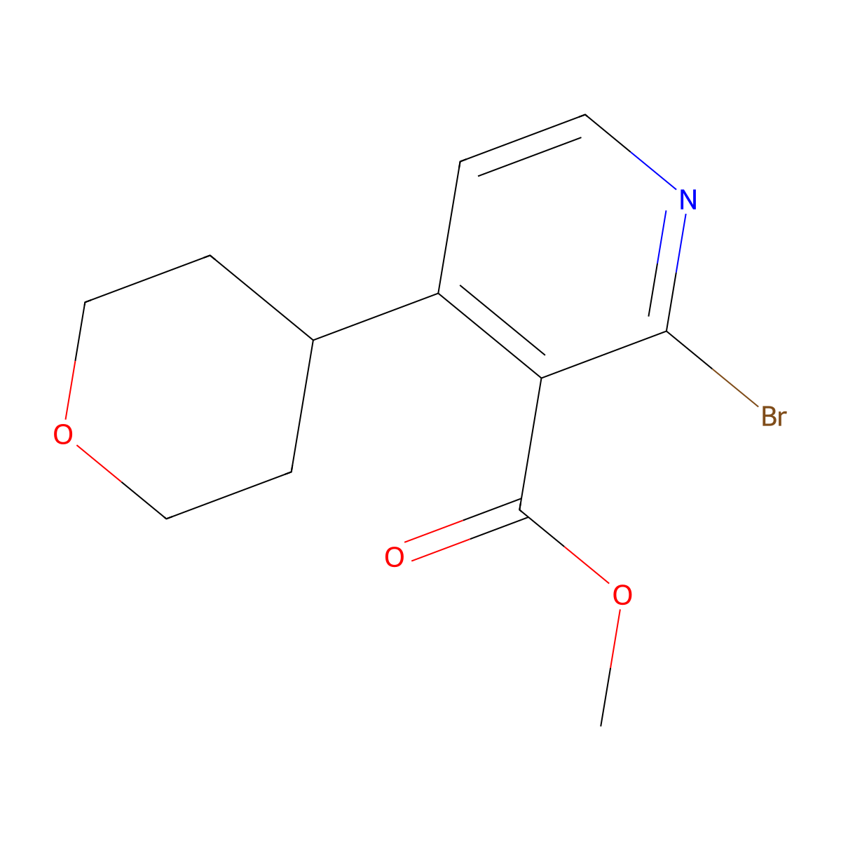 2-Bromo-3-methoxycarbonyl-4-(oxan-4-yl)pyridine molecular structure, CAS 1622840-81-6
