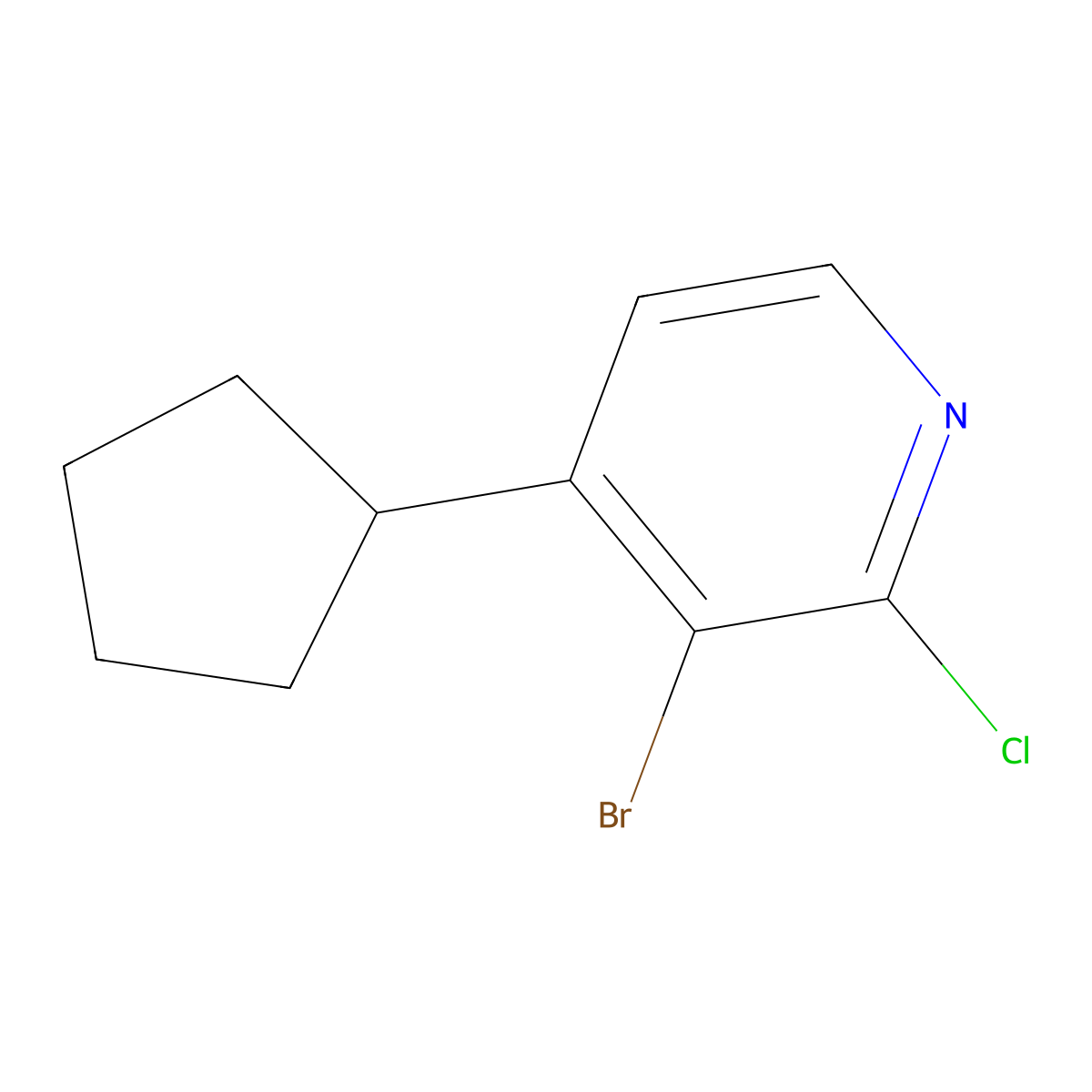3-Bromo-4-cyclopentyl-2-chloropyridine molecular structure, CAS 1622840-83-8