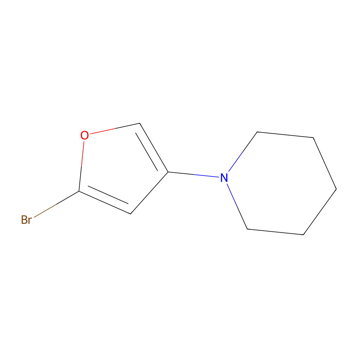 2-Bromo-4-(piperidino)furan molecular structure, CAS 1622840-84-9