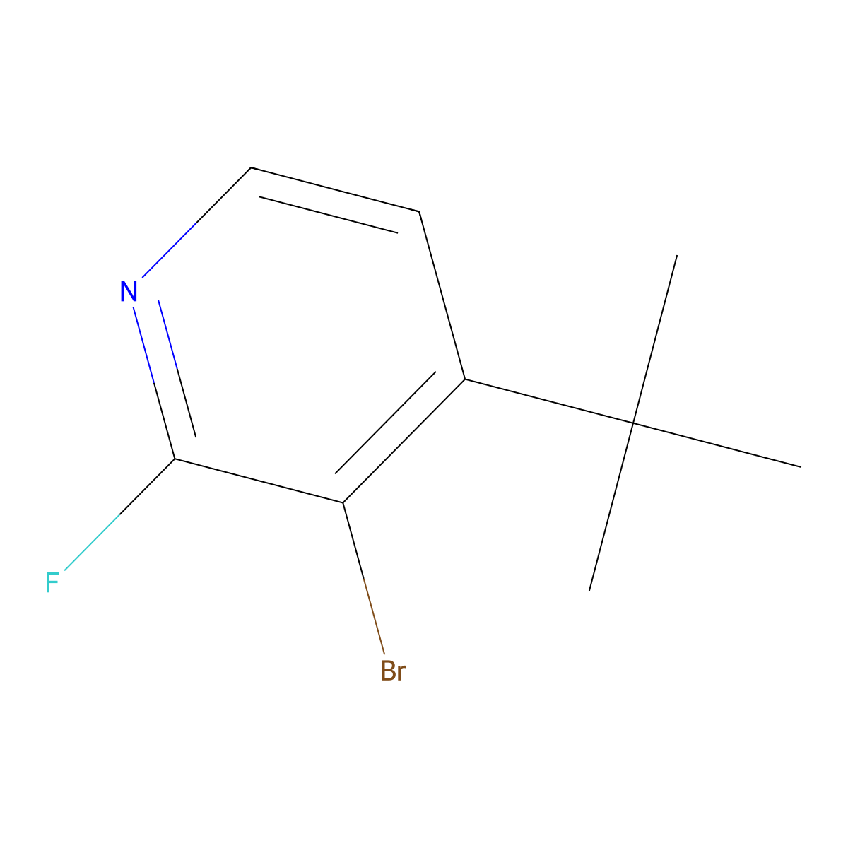 2-Fluoro-3-bromo-4-(tert-butyl)pyridine molecular structure, CAS 1622840-86-1