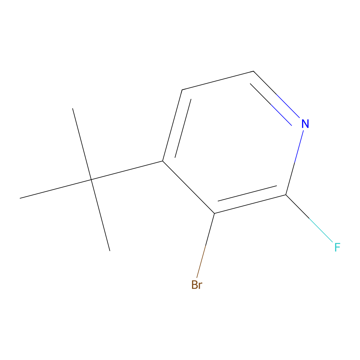 2-Fluoro-3-bromo-4-(tert-butyl)pyridine molecular structure, CAS 1622840-86-1