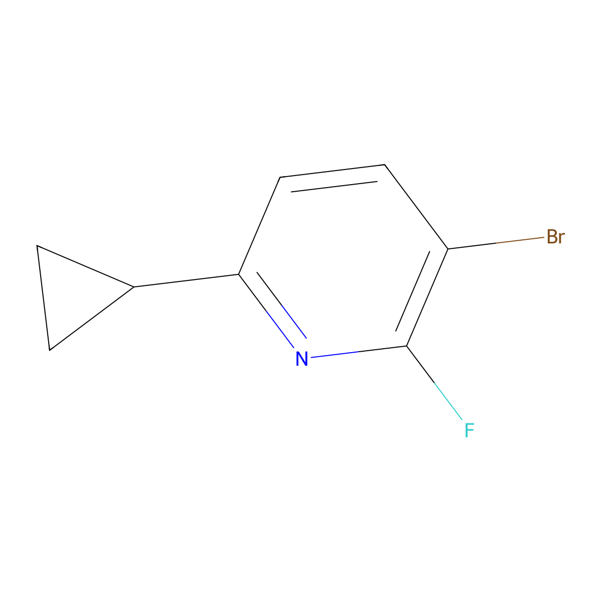 3-Bromo-6-cyclopropyl-2-fluoropyridine molecular structure, CAS 1622840-89-4