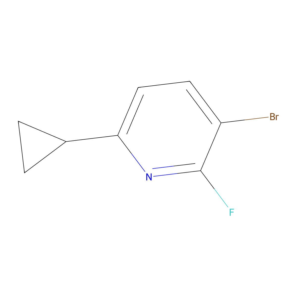 3-Bromo-6-cyclopropyl-2-fluoropyridine molecular structure, CAS 1622840-89-4