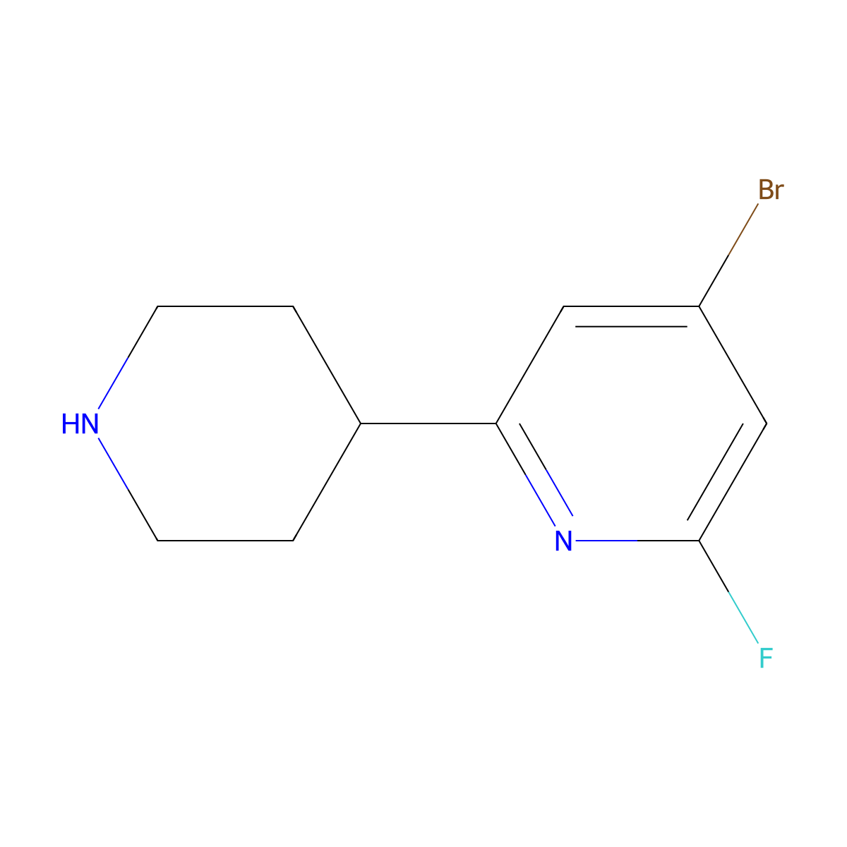4-Bromo-2-fluoro-6-(piperidin-4-yl)pyridine molecular structure, CAS 1622840-91-8