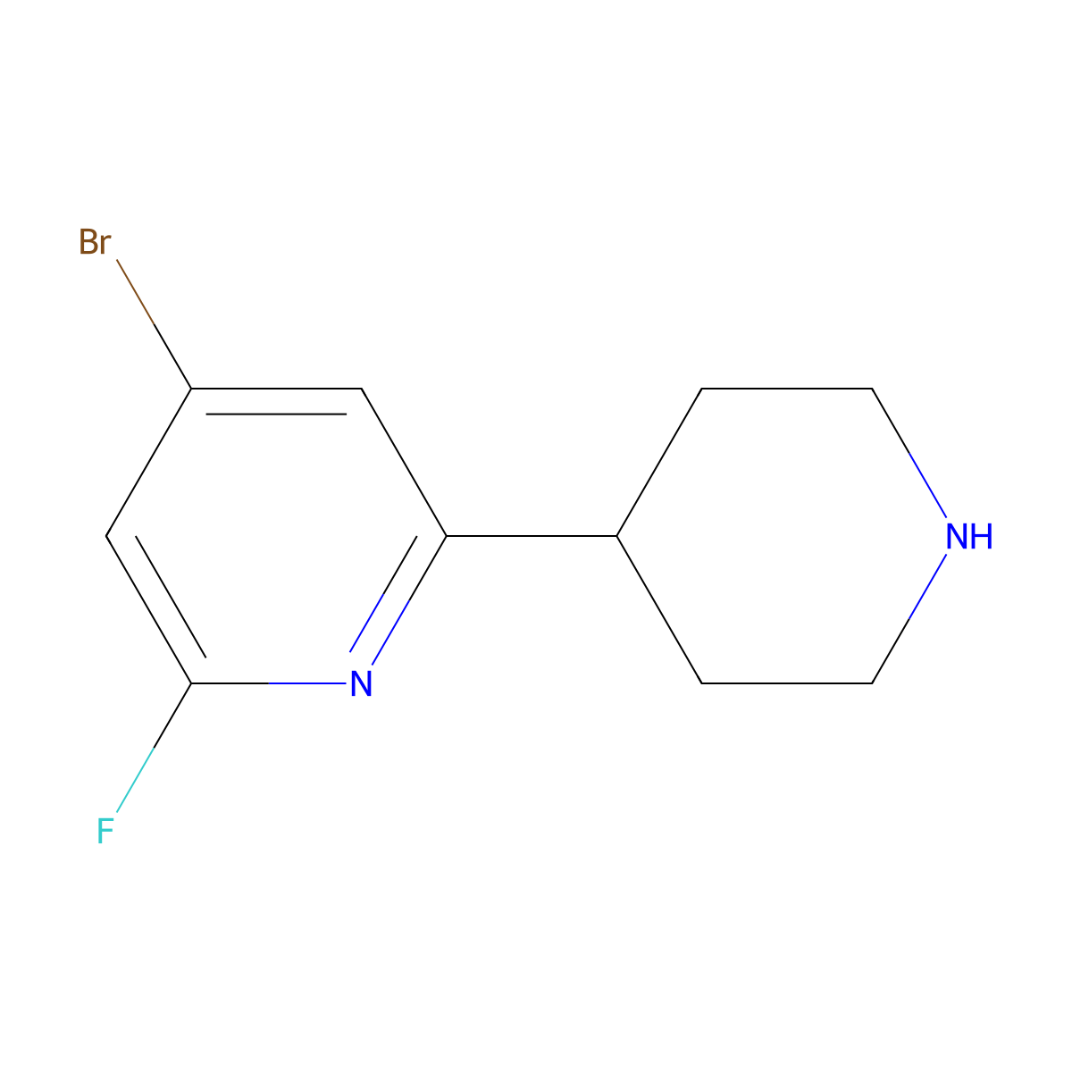 4-Bromo-2-fluoro-6-(piperidin-4-yl)pyridine molecular structure, CAS 1622840-91-8
