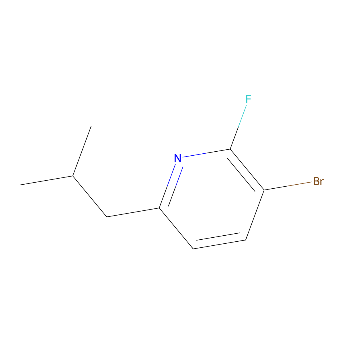 3-Bromo-2-fluoro-6-isobutylpyridine molecular structure, CAS 1622840-92-9