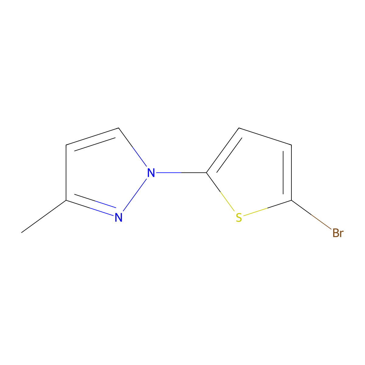2-Bromo-5-(3-methyl-1H-pyrazol-1-yl)thiophene molecular structure, CAS 1622840-97-4