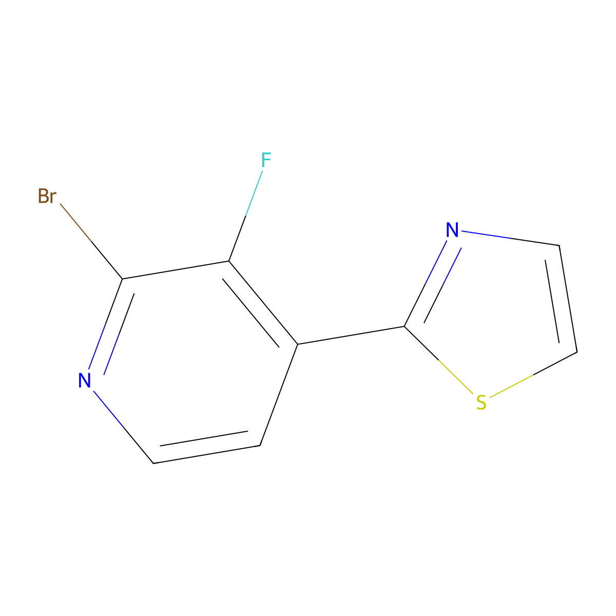 2-Bromo-3-fluoro-4-(thiazol-2-yl)pyridine molecular structure, CAS 1622840-99-6