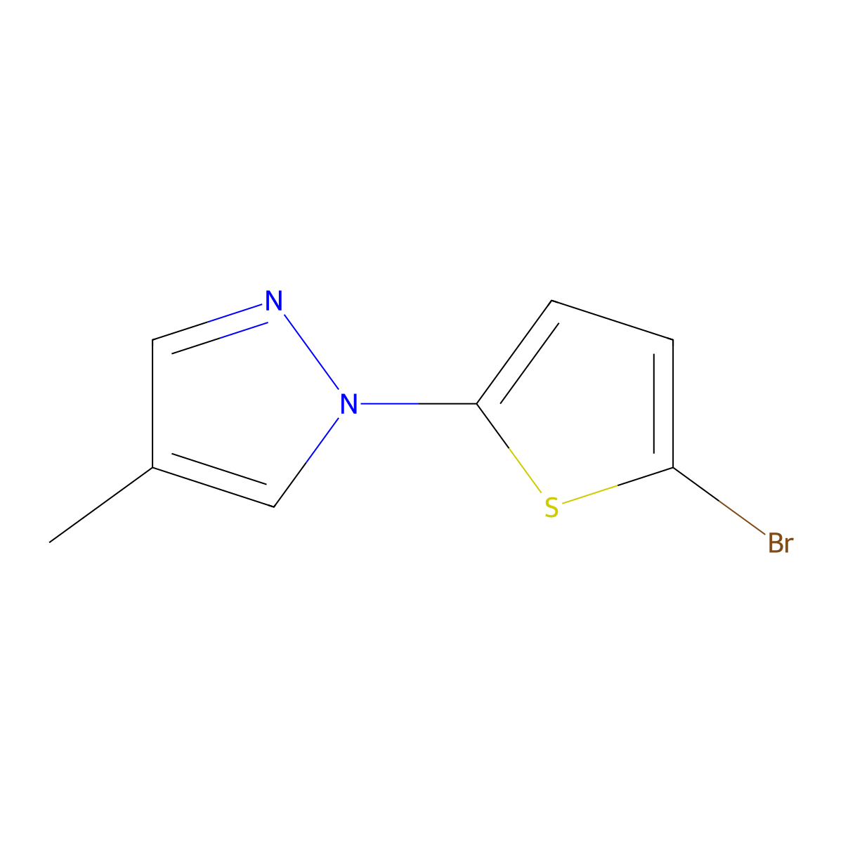 2-Bromo-5-(4-methyl-1H-pyrazol-1-yl)thiophene molecular structure, CAS 1622841-00-2