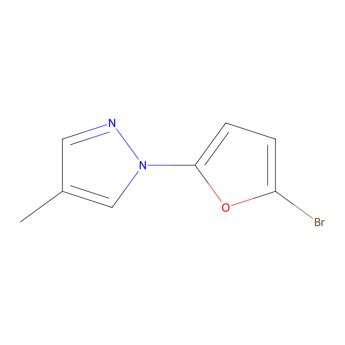 2-Bromo-5-(4-methyl-1H-pyrazol-1-yl)furan molecular structure, CAS 1622841-02-4