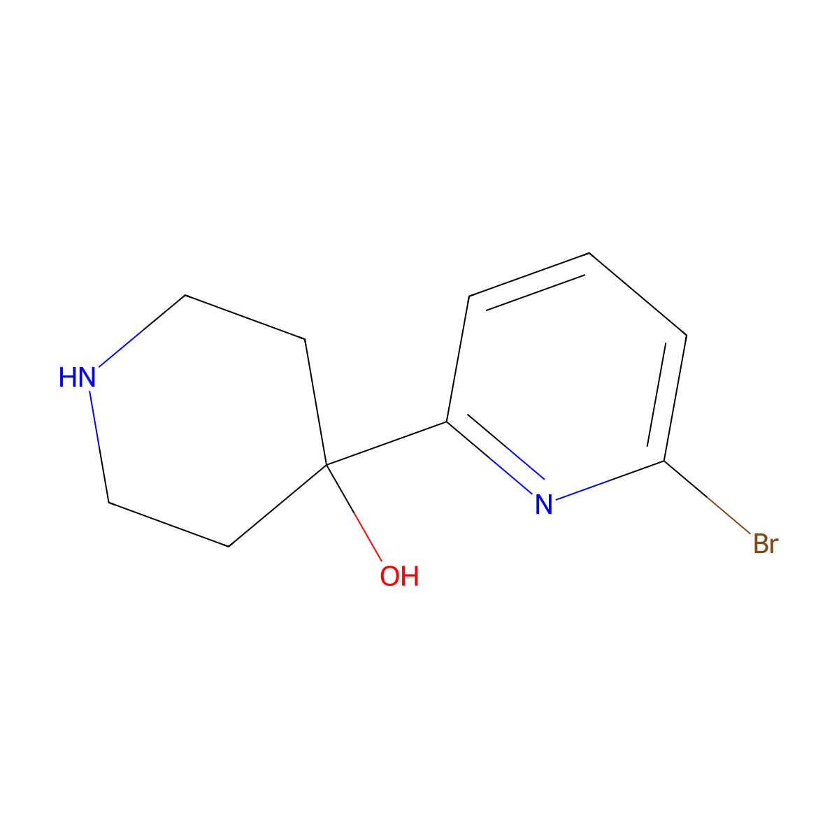 4-(6-Bromo-2-pyridinyl)-4-piperidinol molecular structure, CAS 1622841-03-5