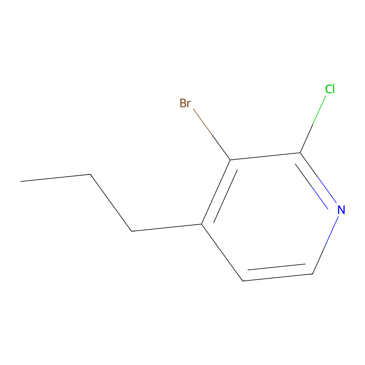 3-Bromo-4-(n-propyl)-2-chloropyridine molecular structure, CAS 1622842-57-2