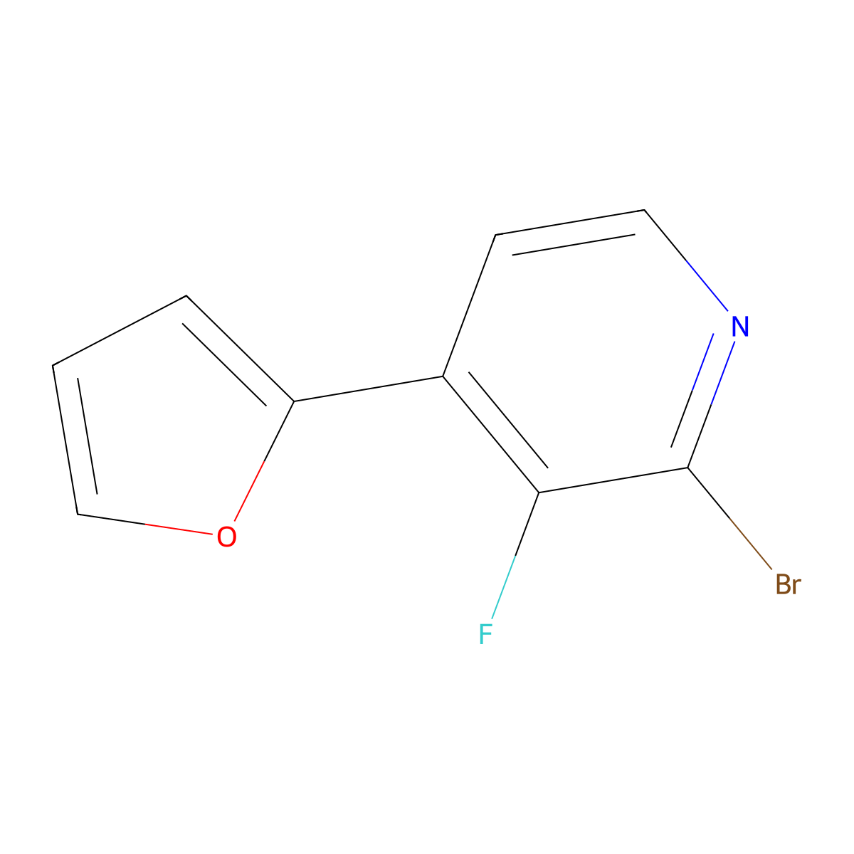 2-Bromo-3-fluoro-4-(2-furyl)pyridine molecular structure, CAS 1622842-61-8